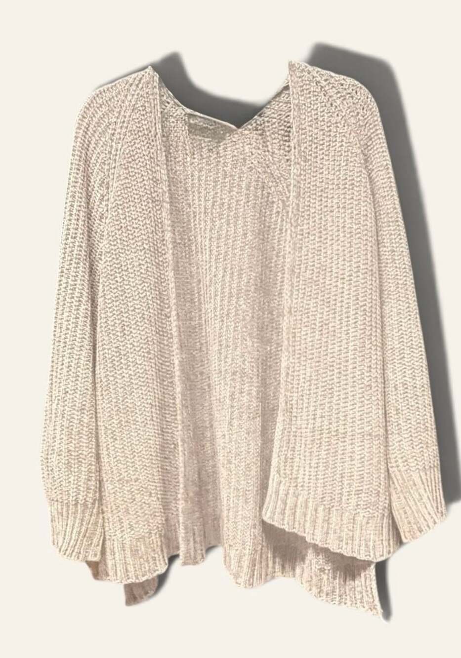 PULL&BEAR Open Front Chunky Oversized Boho Knit Cardigan Sweater Size S